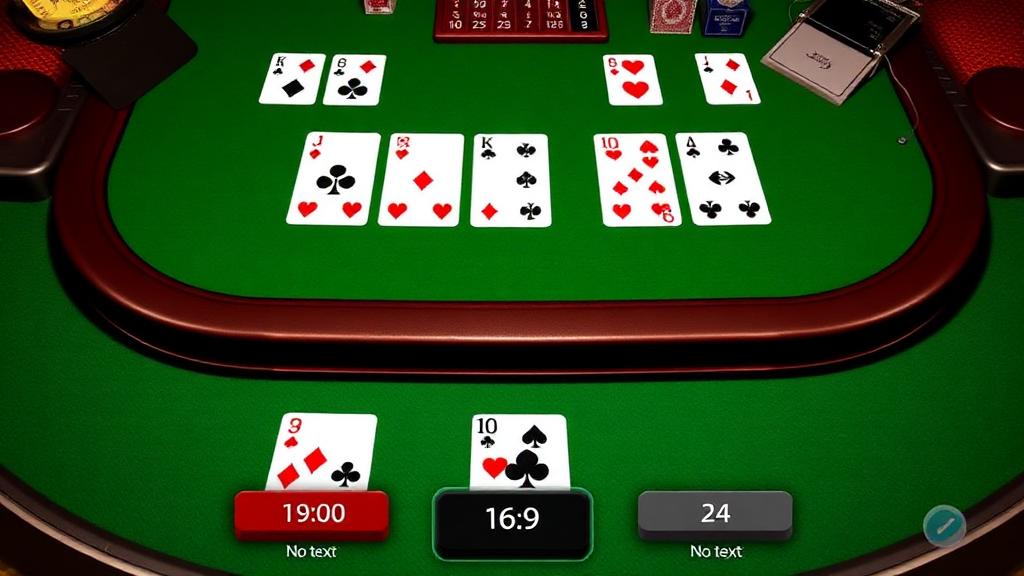 American Blackjack gameplay showing dealt cards on green felt with action buttons below