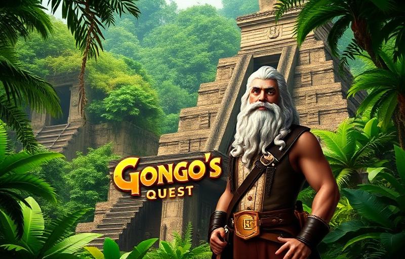 Gonzo's Quest slot thumbnail featuring the conquistador character Gonzo in front of ancient Mayan temple ruins in a lush jungle