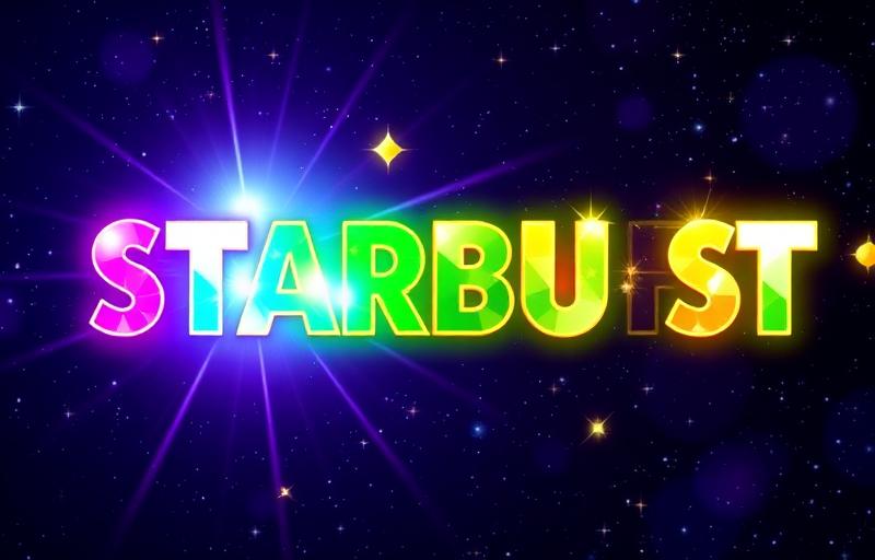 Starburst slot thumbnail featuring dazzling gems in purple, green, yellow and blue against a cosmic starry backdrop