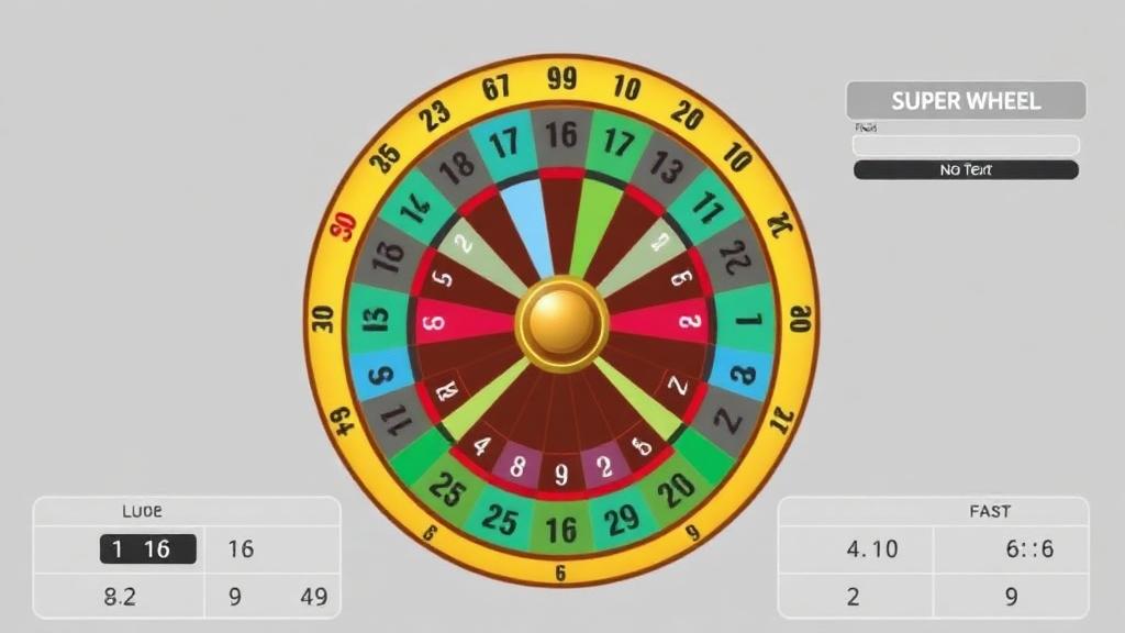 Super Wheel's spinning wheel with numbered segments and a casino-style betting layout